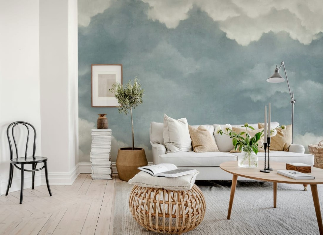 Rebel Walls R20994 Poetic Sky of Clouds Blue - mural w ręcznie malowany pejzaż nieba