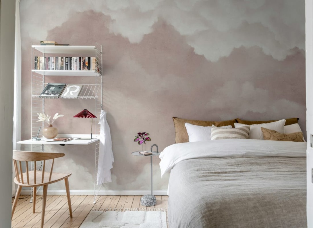 Rebel Walls R20995 Poetic Sky of Clouds Pink - mural w ręcznie malowany pejzaż nieba