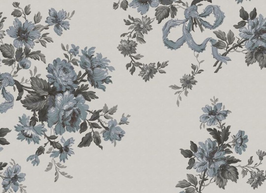 Rebel Walls R20989 Poetic Vintage Bow Light Blue - mural w kwiaty w stylu vintage