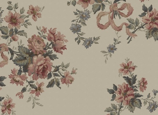 Rebel Walls R20990 Poetic Vintage Bow Pink - mural w kwiaty w stylu vintage