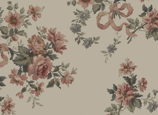 Rebel Walls R20990 Poetic Vintage Bow Pink - mural w kwiaty w stylu vintage