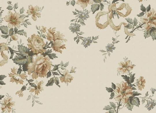 Rebel Walls R20991 Poetic Vintage Bow Yellow - mural w kwiaty w stylu vintage