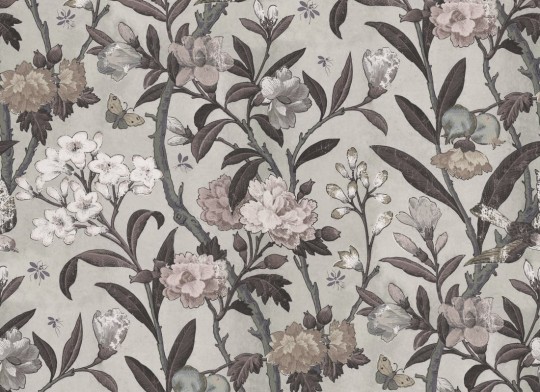 Rebel Walls R20981 Poetic Winding Bloom Summer Beige - mural w vintage kwiaty