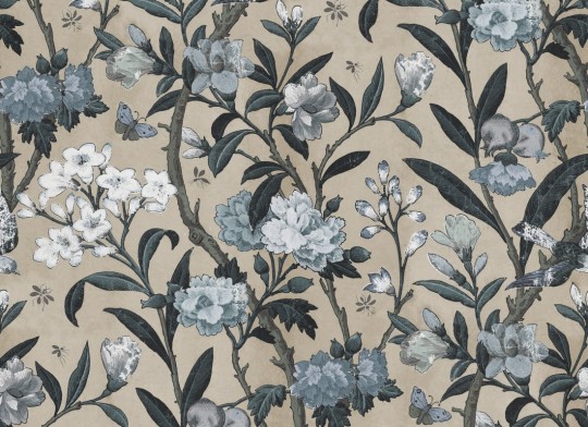 Rebel Walls R20982 Poetic Winding Bloom Summer Light Blue - mural w vintage kwiaty