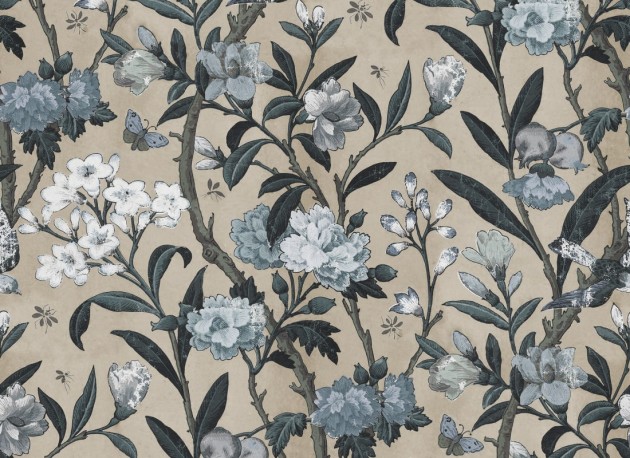 Rebel Walls R20982 Poetic Winding Bloom Summer Light Blue - mural w vintage kwiaty