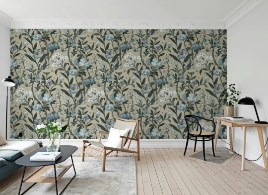 Rebel Walls R20982 Poetic Winding Bloom Summer Light Blue - mural w vintage kwiaty