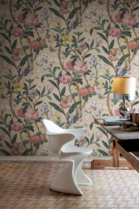 Rebel Walls R20984 Poetic Winding Bloom Summer Greenery - mural w vintage kwiaty