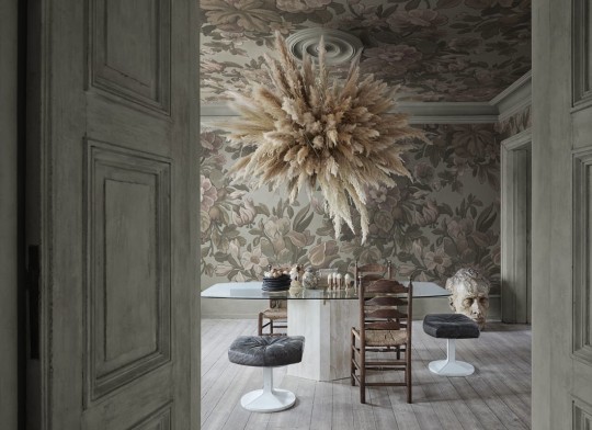 Rebel Walls R20980 Poetic Vintage Garden Dusty Pink - mural w ręcznie malowane kwiaty