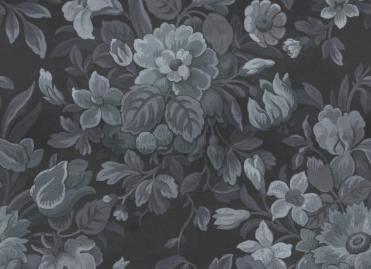 Rebel Walls R20979 Poetic Vintage Garden Dark Blue - mural w ręcznie malowane kwiaty