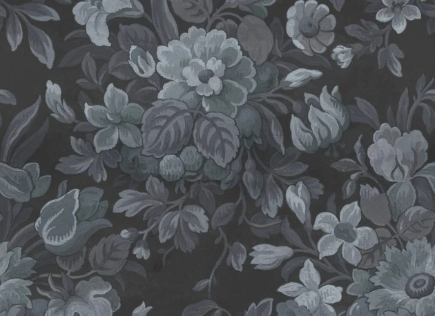 Rebel Walls R20979 Poetic Vintage Garden Dark Blue - mural w ręcznie malowane kwiaty