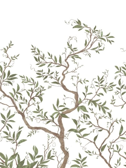 Rebel Walls R20343 Poetic Branches of Dreams White - mural w ręcznie malowane drzewa