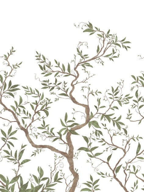 Rebel Walls R20343 Poetic Branches of Dreams White - mural w ręcznie malowane drzewa