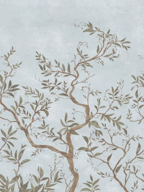 Rebel Walls R20344 Poetic Branches of Dreams Light Blue - mural w ręcznie malowane drzewa