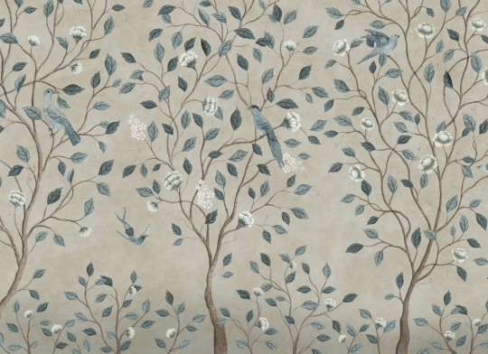 Rebel Walls R20340 Poetic Chinoiserie Dream Blue - mural w drzewa w stylu chinoiserie