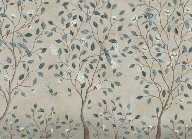 Rebel Walls R20340 Poetic Chinoiserie Dream Blue - mural w drzewa w stylu chinoiserie