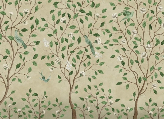 Rebel Walls R20338 Poetic Chinoiserie Dream Beige - mural w drzewa w stylu chinoiserie