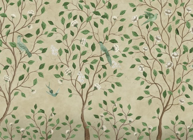 Rebel Walls R20338 Poetic Chinoiserie Dream Beige - mural w drzewa w stylu chinoiserie