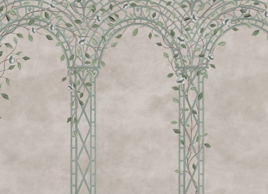 Rebel Walls R21017 Poetic Trellis Light Blue - mural w pergolę