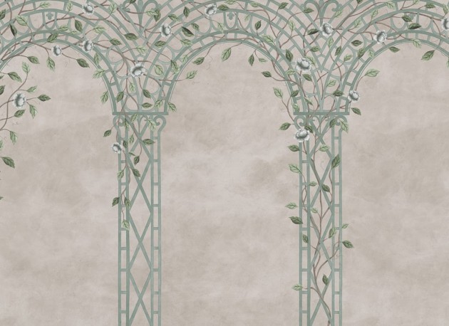 Rebel Walls R21017 Poetic Trellis Light Blue - mural w pergolę