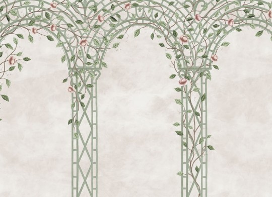 Rebel Walls R21016 Poetic Trellis Green - mural w pergolę