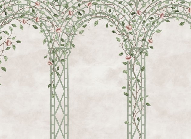 Rebel Walls R21016 Poetic Trellis Green - mural w pergolę