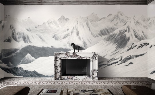 London Art BNV04 B Bon Voyage Les Cimes Cristallines - mural w górski krajobraz