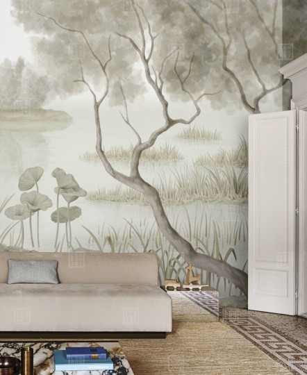 London Art BNV07 A Bon Voyage La Sérénissime - mural w pejzaż jeziora