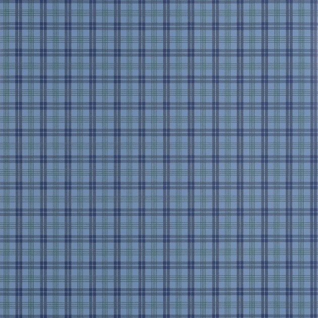 Thibaut T44051 Stripes & Checks Resource Huntley Plaid Navy - tapeta imitująca tkaninę w drobną kratkę
