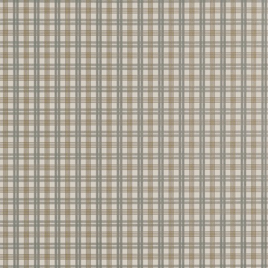 Thibaut T44054 Stripes & Checks Resource Huntley Plaid Grey and Beige - tapeta imitująca tkaninę w drobną kratkę