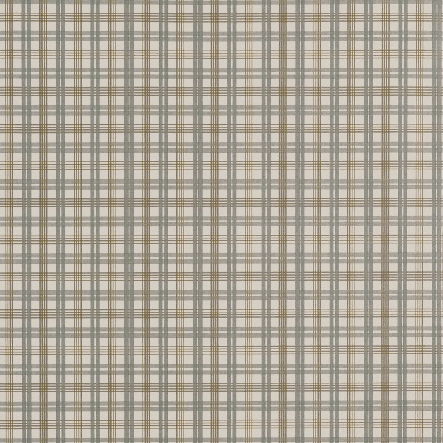 Thibaut T44054 Stripes & Checks Resource Huntley Plaid Grey and Beige - tapeta imitująca tkaninę w drobną kratkę
