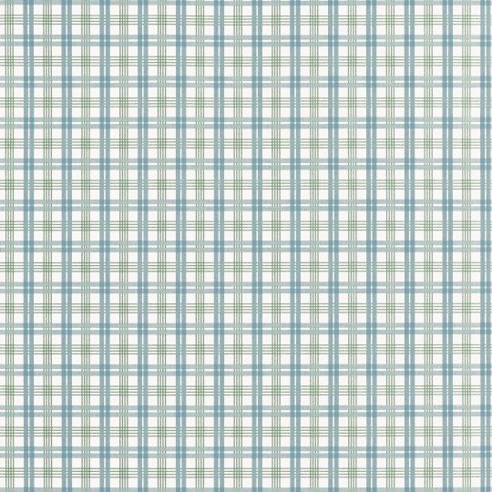 Thibaut T44055 Stripes & Checks Resource Huntley Plaid Peacock Blue and Green - tapeta imitująca tkaninę w drobną kratkę