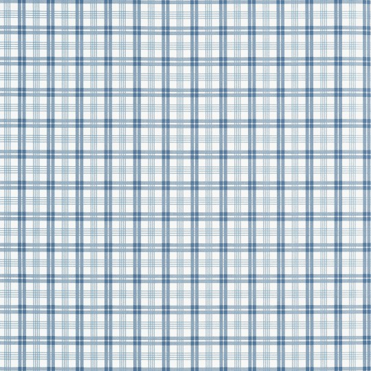 Thibaut T44056 Stripes & Checks Resource Huntley Plaid Blue - tapeta imitująca tkaninę w drobną kratkę