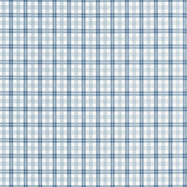 Thibaut T44056 Stripes & Checks Resource Huntley Plaid Blue - tapeta imitująca tkaninę w drobną kratkę