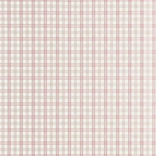 Thibaut T44057 Stripes & Checks Resource Huntley Plaid Blush - tapeta imitująca tkaninę w drobną kratkę