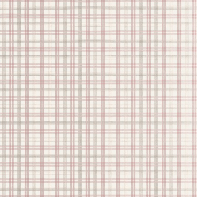 Thibaut T44057 Stripes & Checks Resource Huntley Plaid Blush - tapeta imitująca tkaninę w drobną kratkę