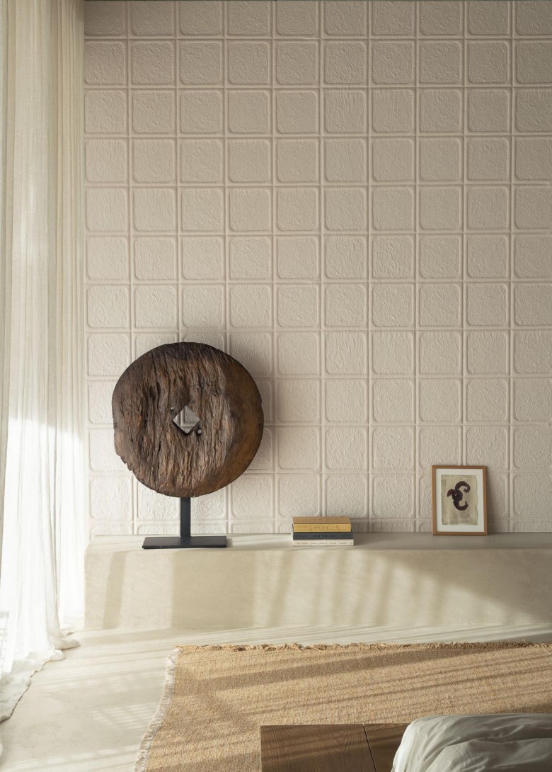 Arte 23931 Terra Arcilla Eggshell - tapeta trójwymiarowa w kwadraty inspirowane gliną