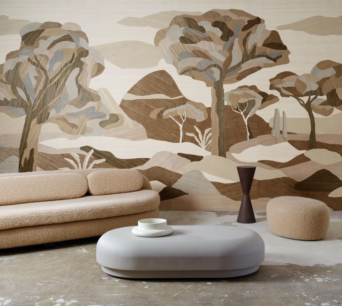 Arte 30820 Embleme Under the Sycamore Tree Winter Landscape - mural o wzorze drzew z okleiny drewnianej