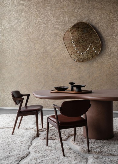 Arte 60102 Embleme Impasto Shiny Taupe - tapeta metaliczne pociągnięcia pędzla