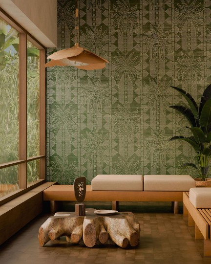 Arte 31702 Marquesa Fenua Silver Pine - tapeta w palmy z sizalu