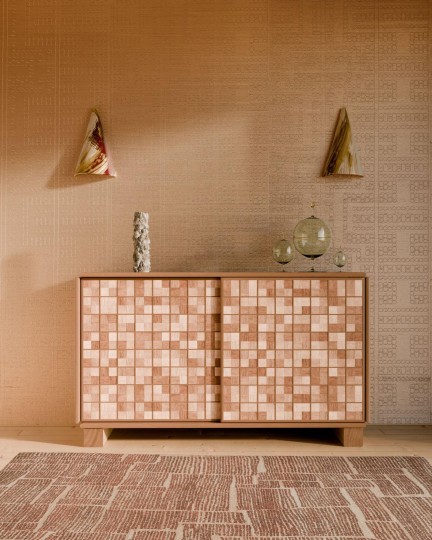 Arte 31716 Marquesa Taio Eclipse - tapeta w haftowane okręgi na sizalu