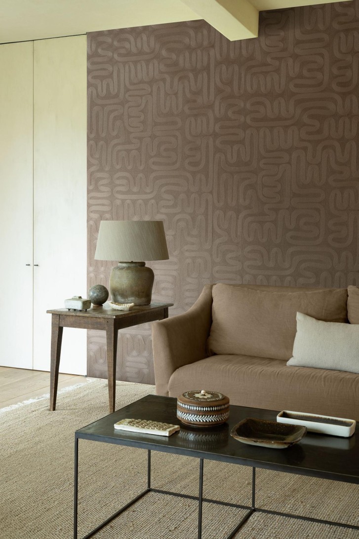Arte 60707 Tali Sarana Taupe - tapeta w falujący motyw splecionych linii
