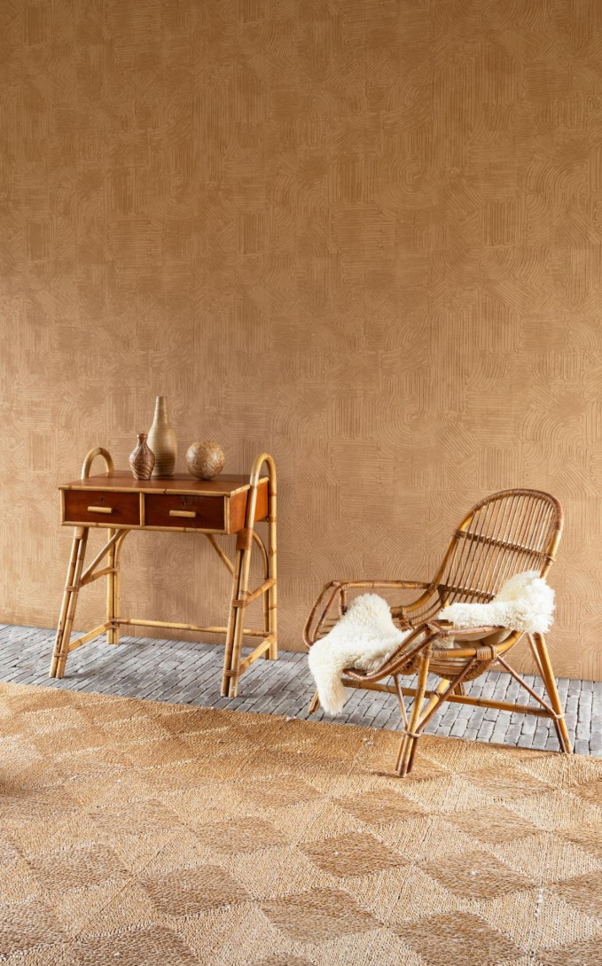 Arte 60722 Tali Tamba Sand - tapeta w geometryczne wzory z cienkiej liny