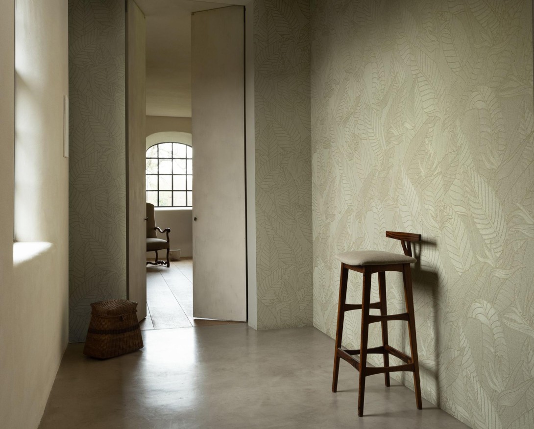 Arte 60744 Tali Strelitzia Porcelain - tapeta w subtelne liście kwiatu strelicji