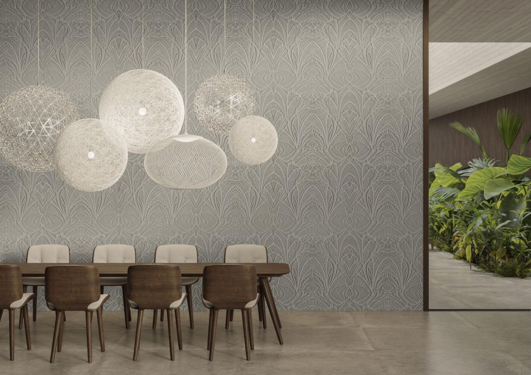 Arte MO5031 Moooi Wallcovering Green House Lacy Longlegs Ivory - tapeta 3D z tkaniny boucle