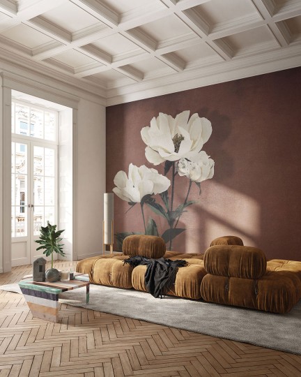 Inkiostro Bianco INKDNAD2501 Monochrome Haerdaceous Paeony – mural z piwonią