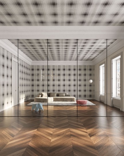 Inkiostro Bianco INKIIEI2502A Monochrome Stickypatt – mural w rozmyte kwadraty maxi