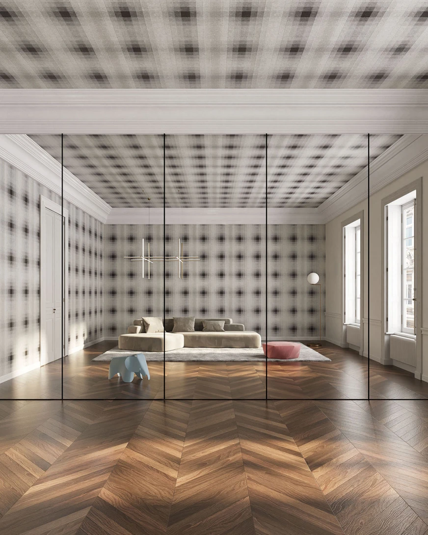 Inkiostro Bianco INKIIEI2502B Monochrome Stickypatt – mural w rozmyte kwadraty midi