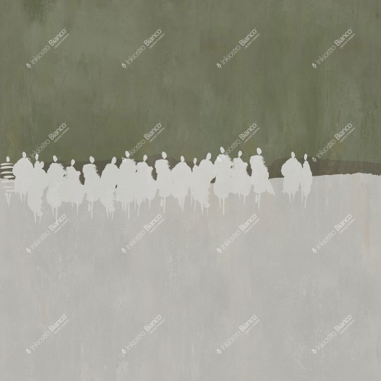 Inkiostro Bianco INKNPIA2501A Monochrome Strength – mural pejzaż z sylwetkami ludzi
