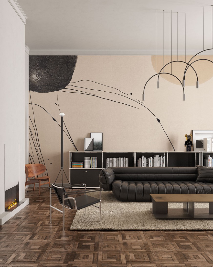 Inkiostro Bianco INKRPON2501 Monochrome Aurelia – mural abstrakcyjny