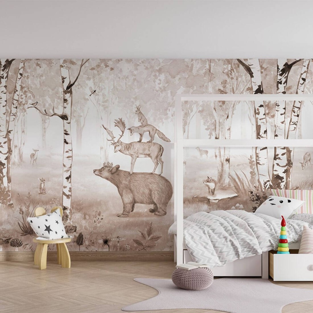 Pastelowelove Bear King Brązowy - mural dziecięcy w niedźwiadki